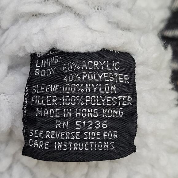 Vintage 80s Biker Denim Jacket Womens M/L 23x25 Sherpa-Lined - Picture 13 of 16